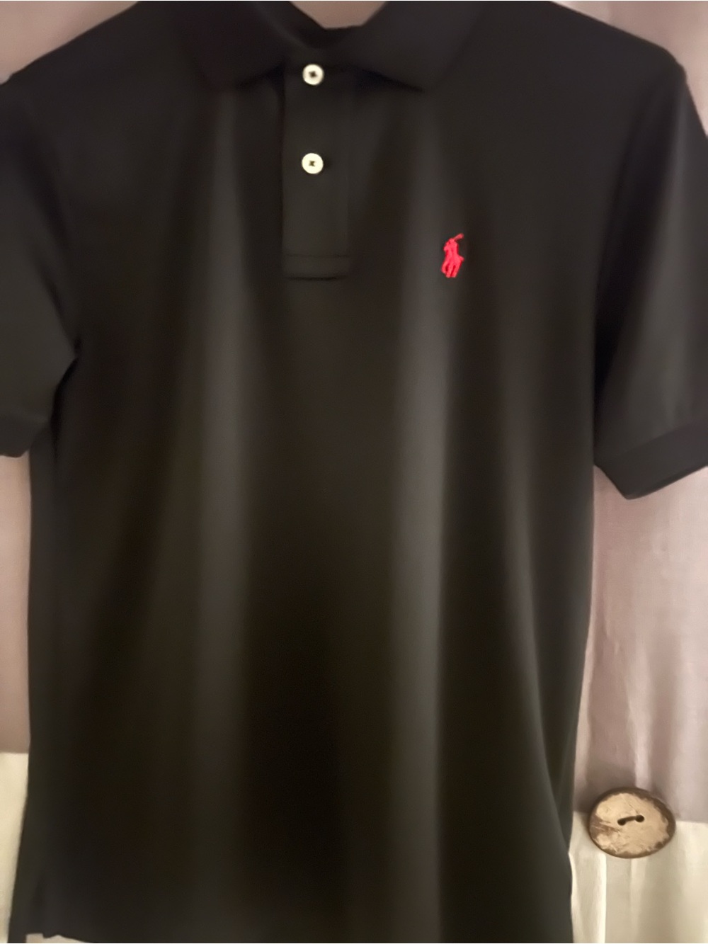 Polo by Ralph Lauren Black Polo with Red Pony Logo boys size M 10-12 like new